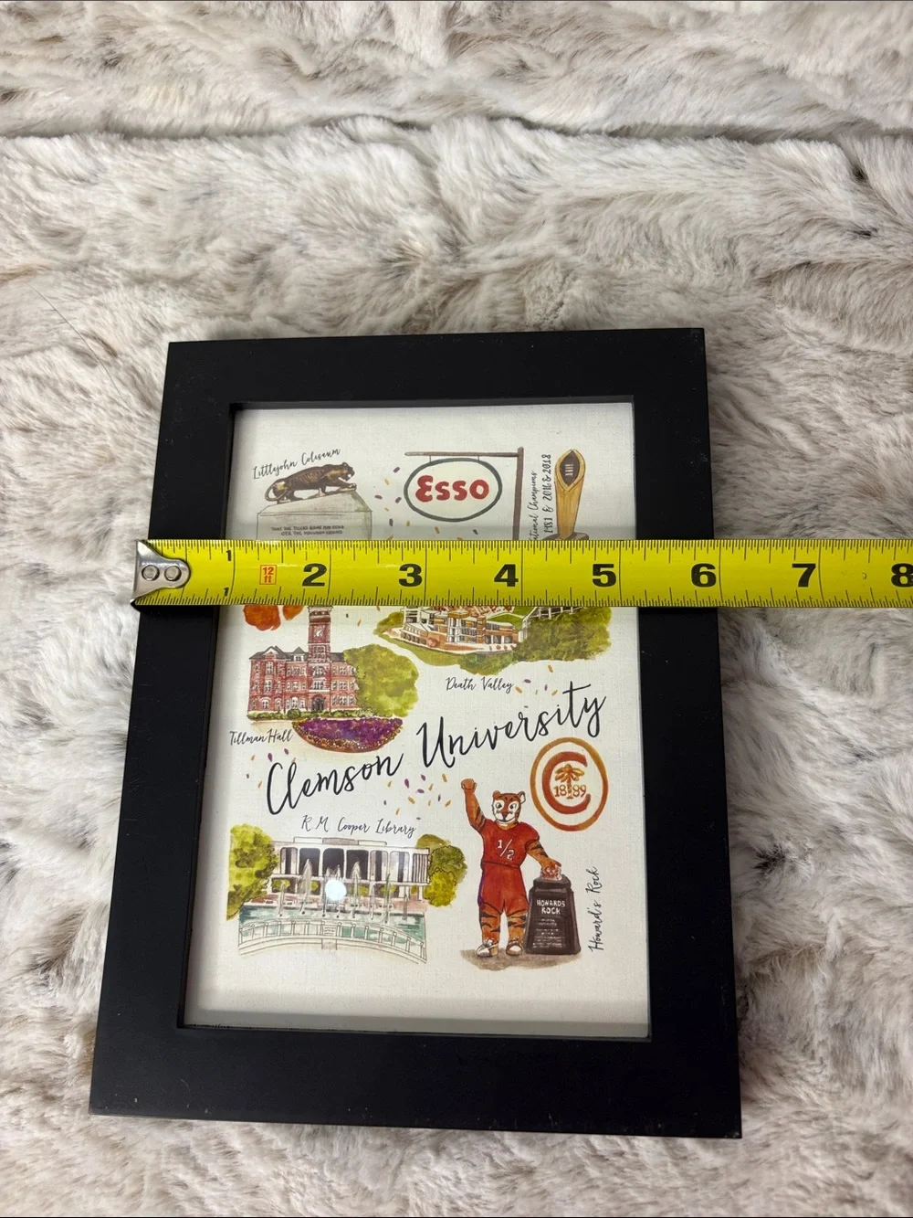 Clemson University Illustrated Art Print in Black Frame - Orange & Green Accents